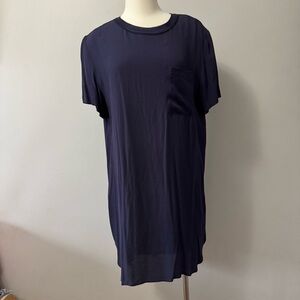 Rebecca Taylor Navy Short Sleeve Dress Size 12 with pocket